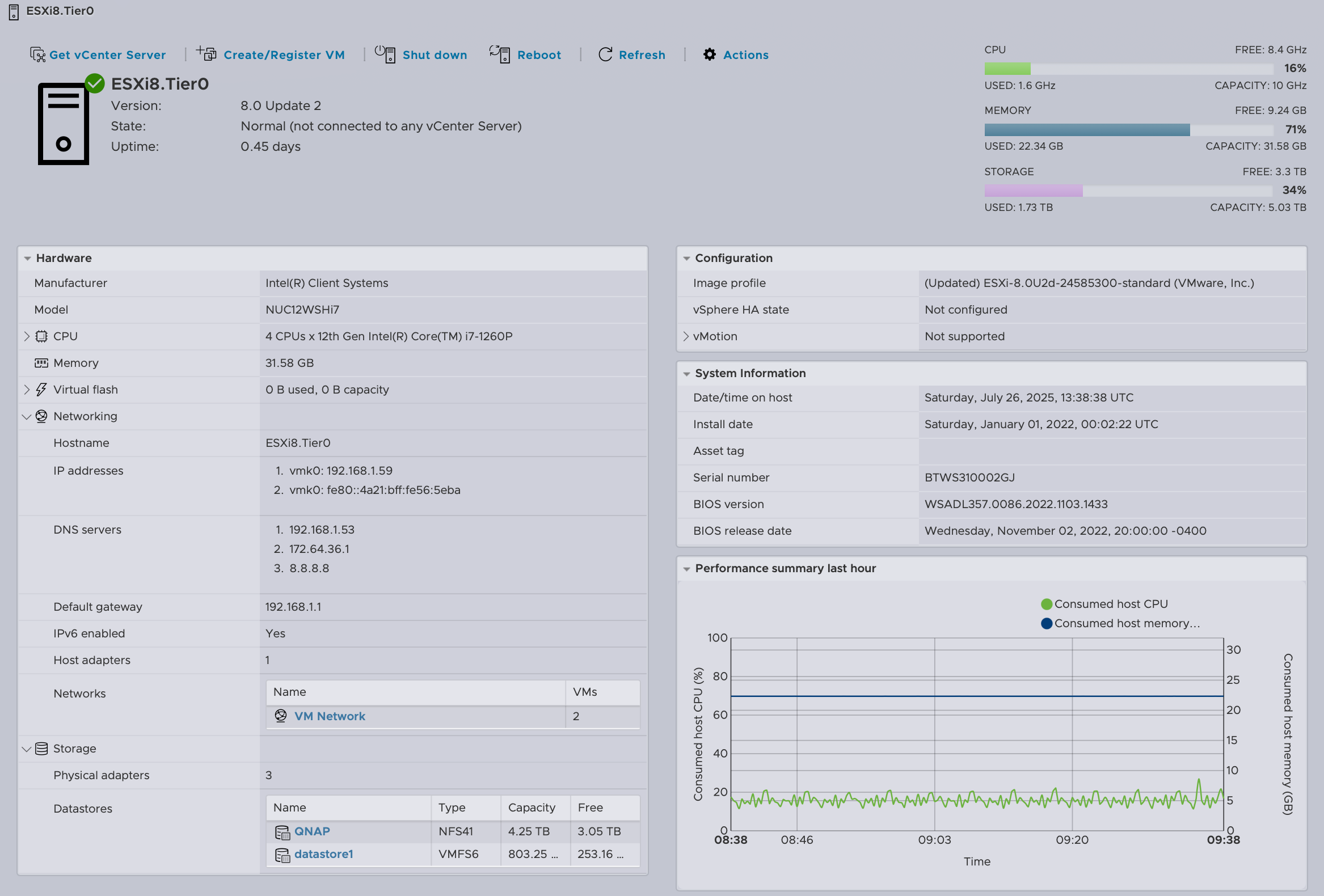 ESXi hypervisor dashboard screenshot