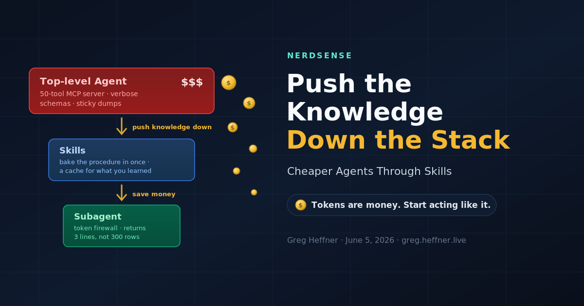 Push the Knowledge Down the Stack: Cheaper Agents Through Skills